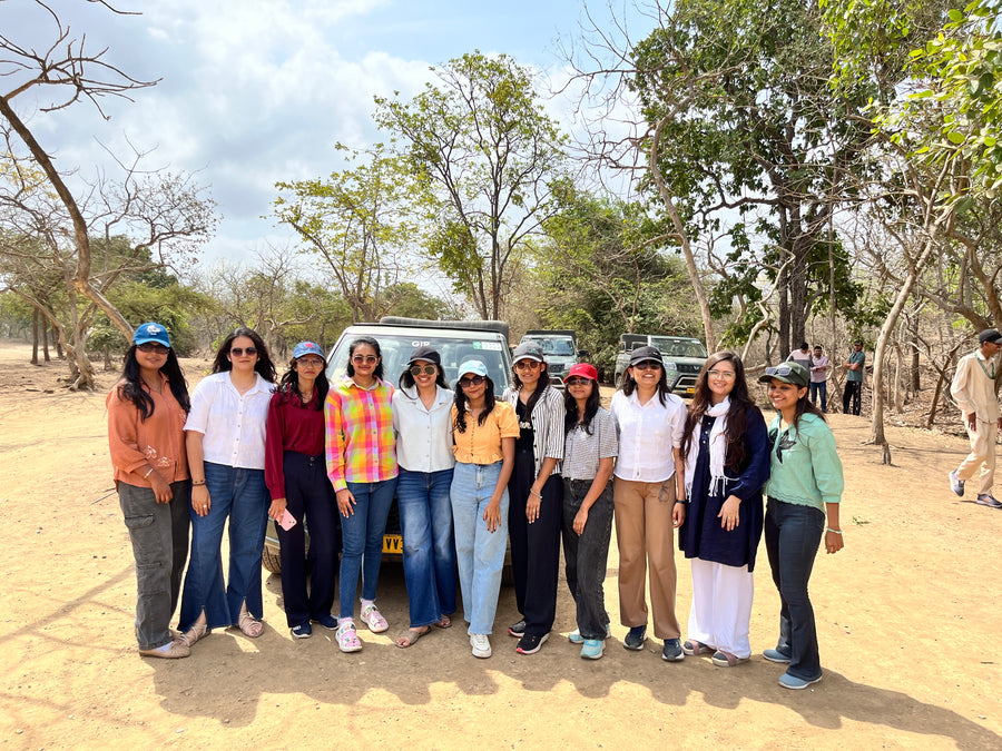Ambiw team members enjoying an outdoor company outing and Gir Jungle Safari.