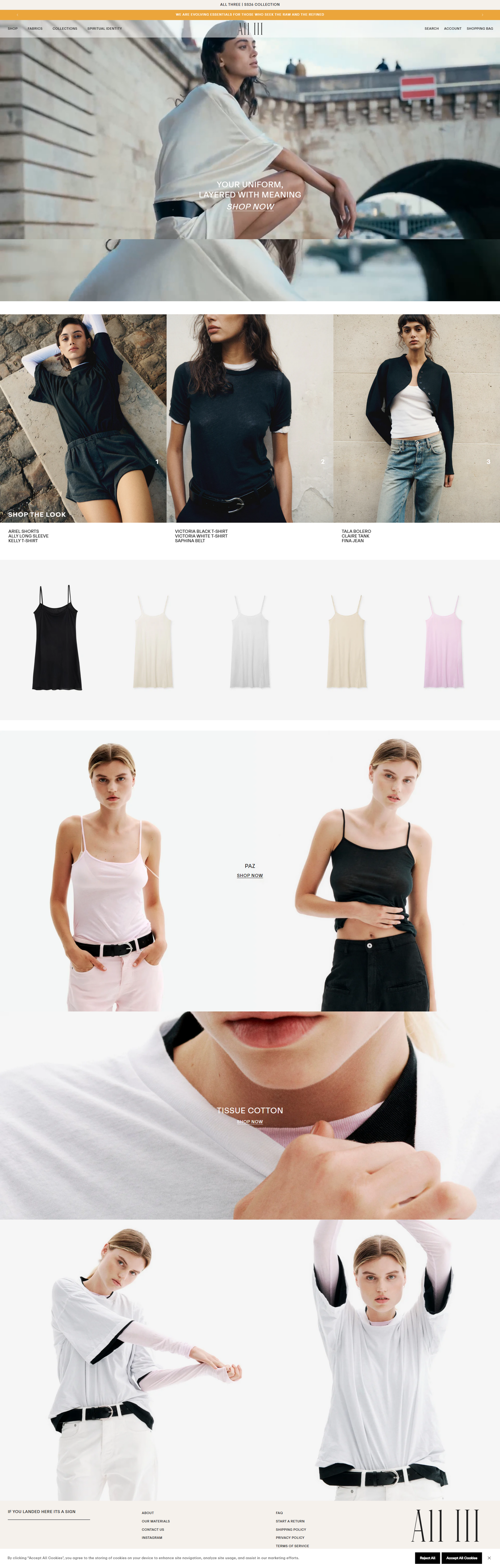 Full homepage desktop scrolling showcase for All III Shopify custom theme design by Ambiw.