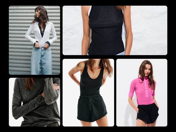 A minimalist grid collage showcasing casual everyday pieces from the All Three SS26 Collection