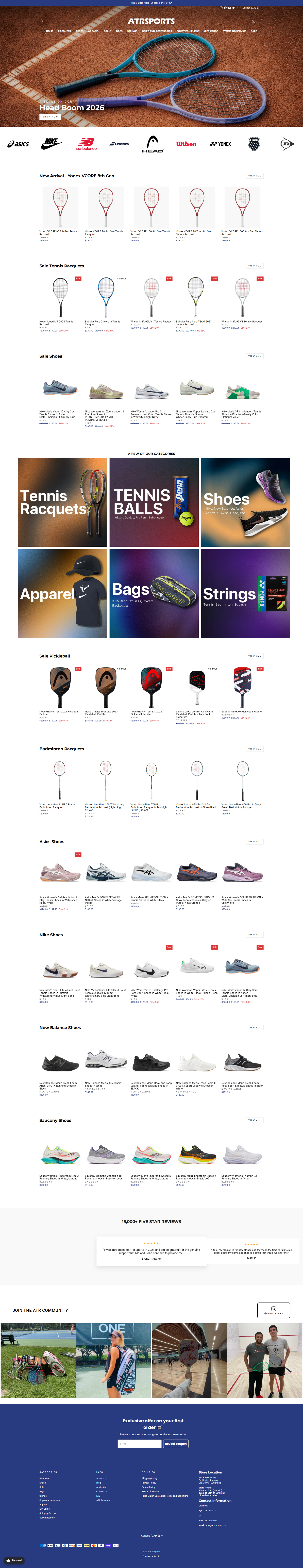 Full homepage desktop scrolling showcase for ATR Sports Shopify custom theme design by Ambiw.