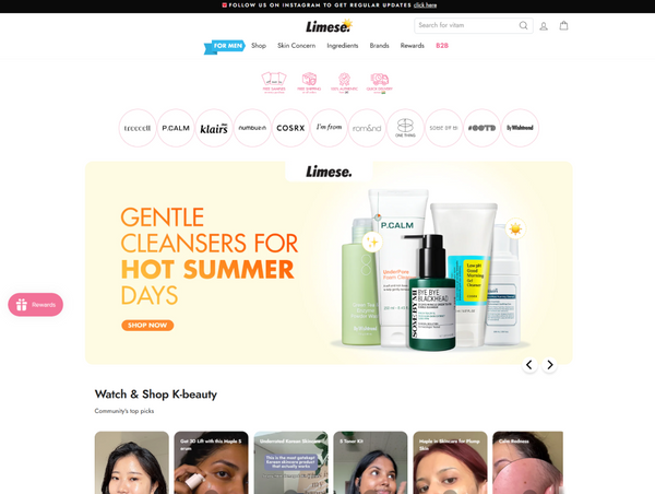 Desktop screenshot of the Limese homepage featuring a prominent summer banner