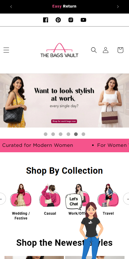 The Bag's Vault mobile e-commerce store layout and user interface design by Ambiw.